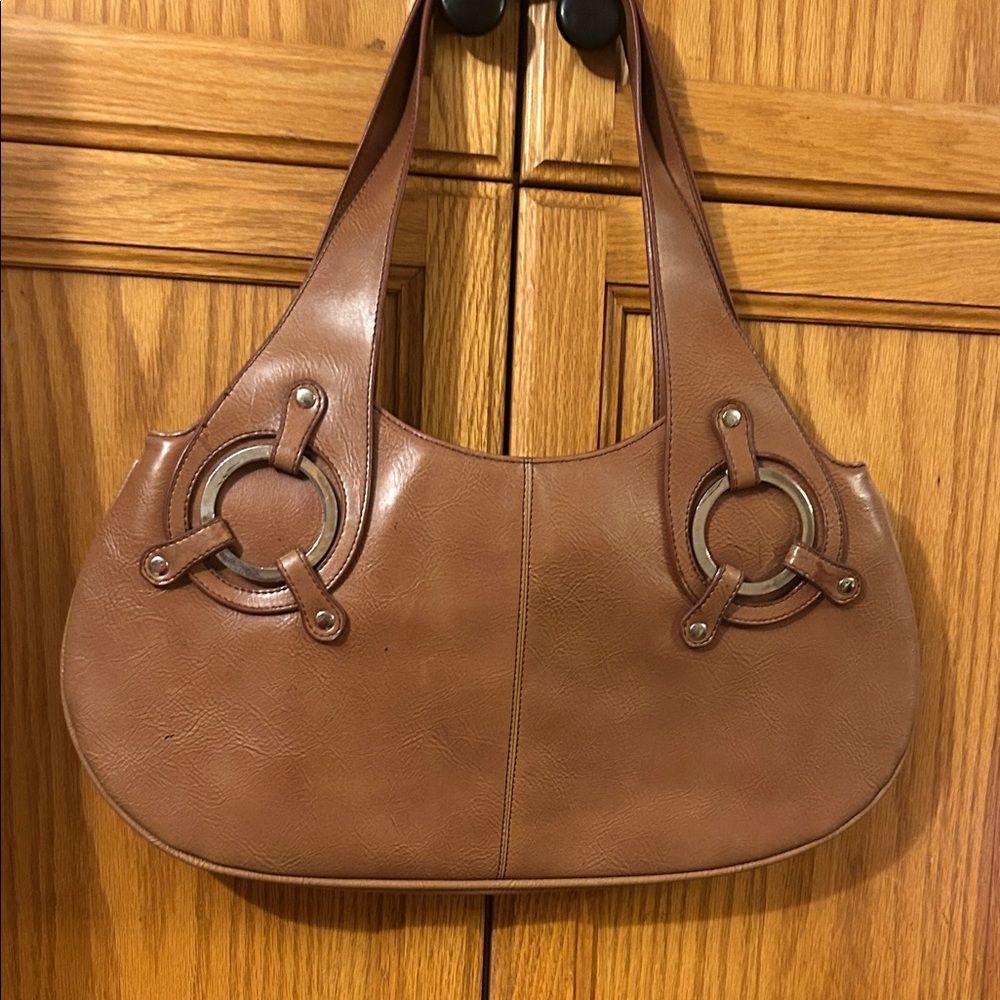Prada Tan Shoulder Bag with Circular Ring Accents